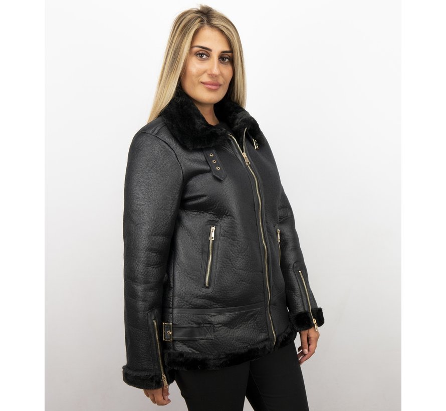 Zwarte  Dames Lammy Coat winterjas