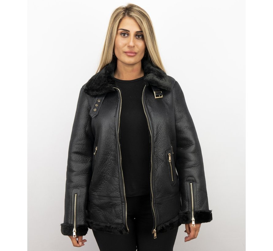 Zwarte  Dames Lammy Coat winterjas