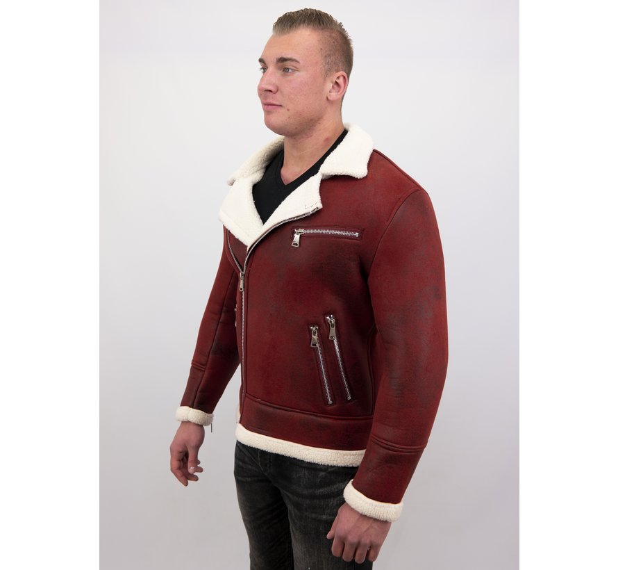 Imitatie Lammy Coat Heren Winterjas Kort - Rood