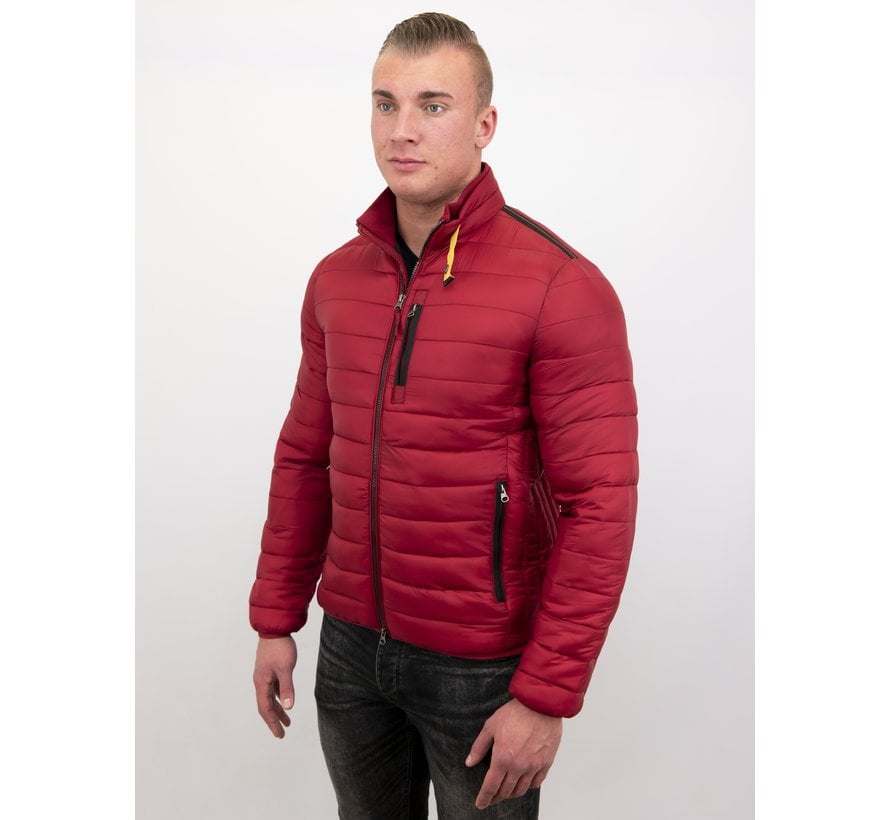 Slim Fit Heren Korte Jas - Rood