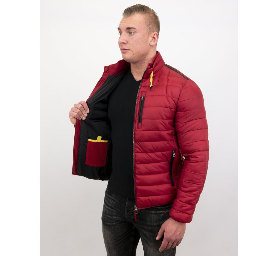 Slim Fit Heren Korte Jas - Rood