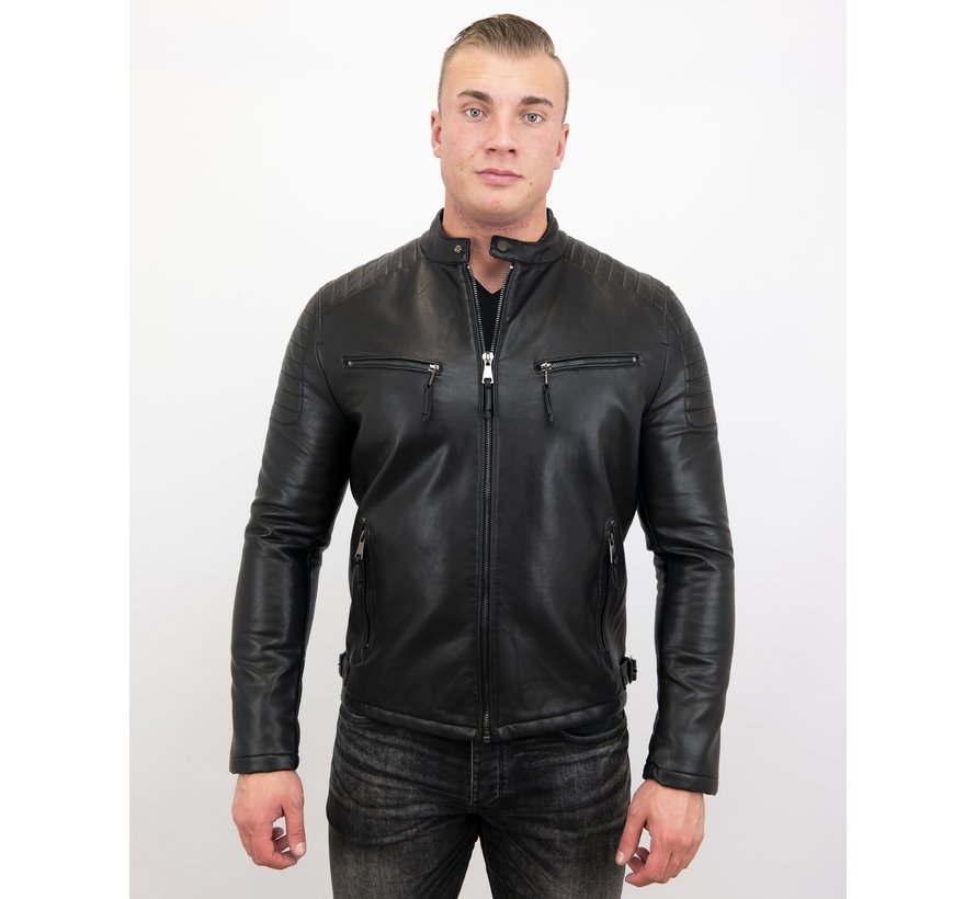 Biker Jack - Imitatie leren jas heren - Zwart