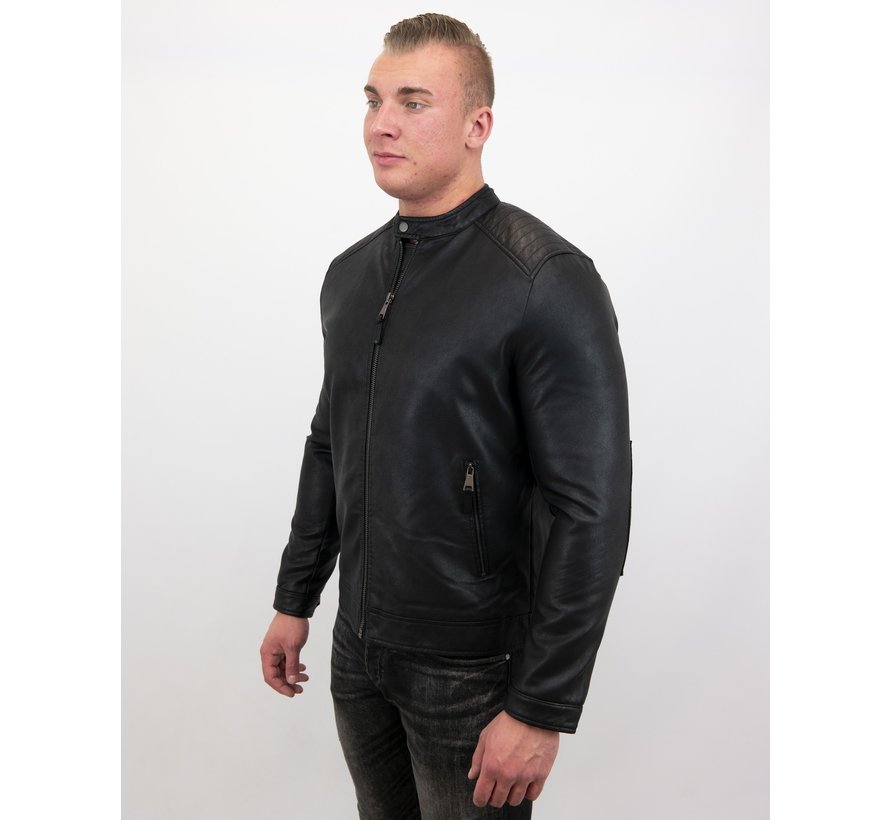 Biker jas - Nep leren Jack heren - Zwart