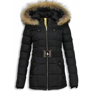 Milan Ferronetti Dames Winterjas Halflang - Black On Black Edition - Zwart