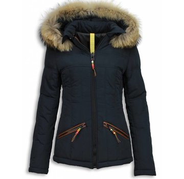 Milan Ferronetti Dames Winterjas Kort -Met Capuchon  Beads Edition - Blauw