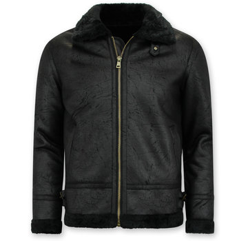 Tony Backer Shearling jacket - Nep Leer - Zwart