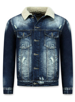 Wareen W Warme Trucker Heren Jack - Denim Spijkerjas Slim Fit - Blauw