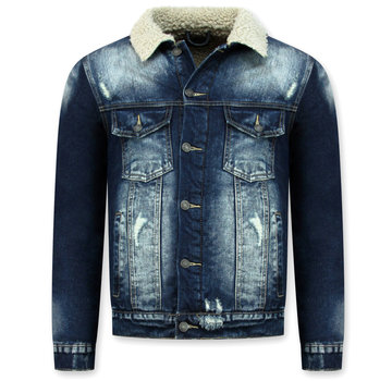 Wareen W Warme Trucker Heren Jack - Denim Spijkerjas Slim Fit - Blauw