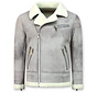 Imitatie Lammy Coat Heren Winterjas Kort - Grijs