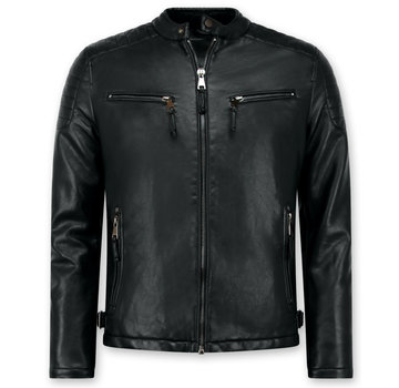 Enos Biker Jack - Imitatie leren jas heren - Zwart