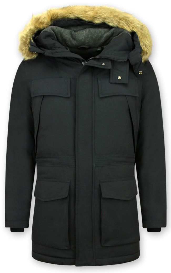Heren lange winterjas met capuchon, waterdichte, geïsoleerde pufferjas