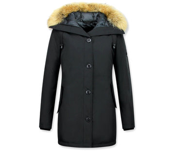 TheBrand Dames Winterjassen Zwart - Parka met Bontkraag