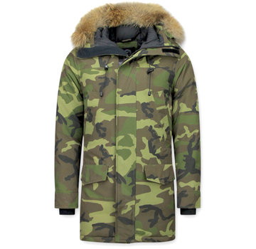 Y chromosome Heren Winterjas Lang - Camouflage Parka - Groen