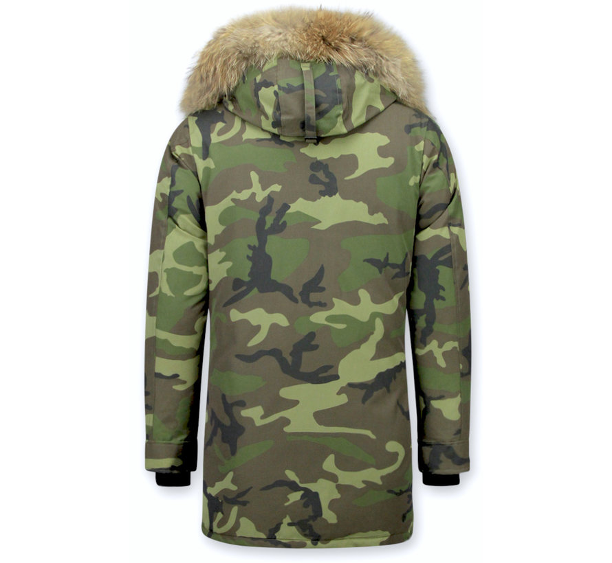 Heren Winterjas Lang - Camouflage Parka - Groen