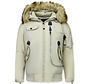 Winterjas Kort Heren  - Met Kunstkraag - Pilot Jack  - Beige/Wit