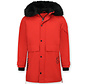 Heren Parka Winterjas - Gewatteerde Lange Jas - Rood