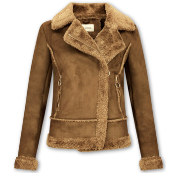 Z-design Bikerjack Dames - Lammy Coat  - Suede Jas - Bruin