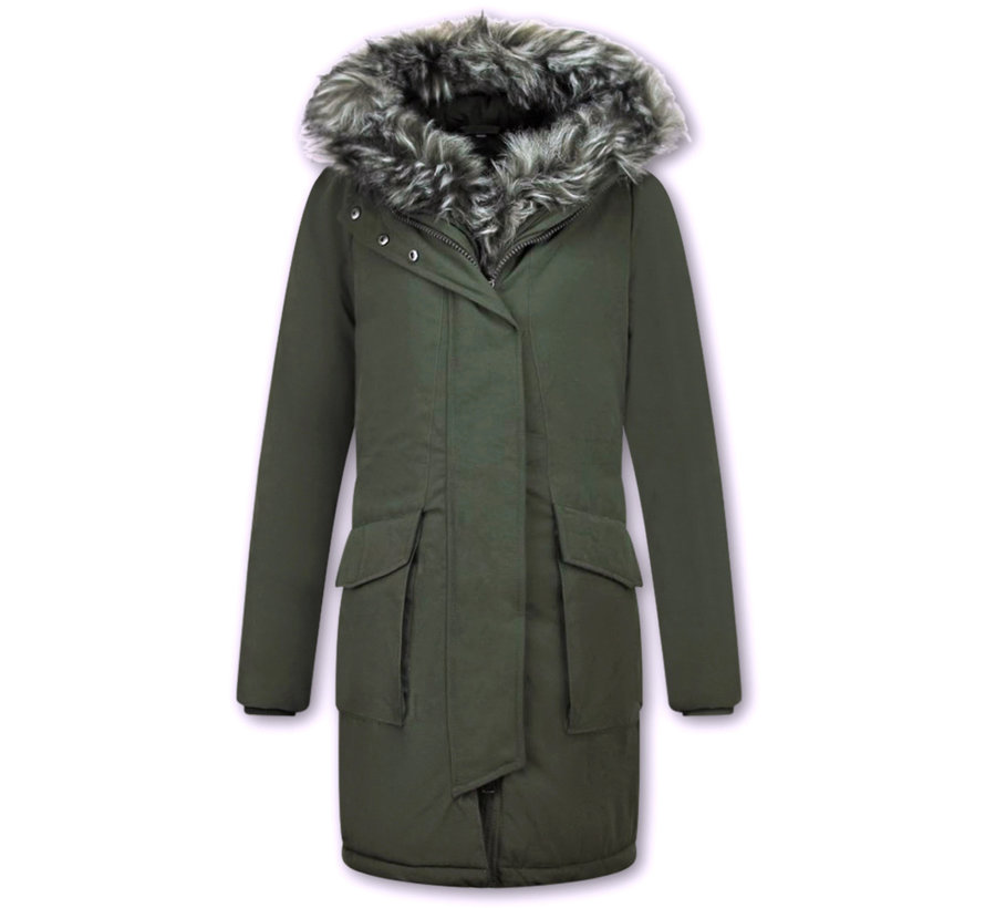 Dames Imitatie Bontjas -  Parka - Lange Winterjas - Groen