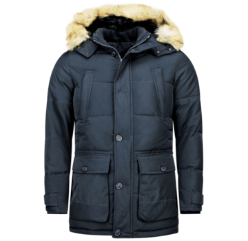 Enos Heren Winterjassen Parka - Met Nep Bontkraag - Blauw