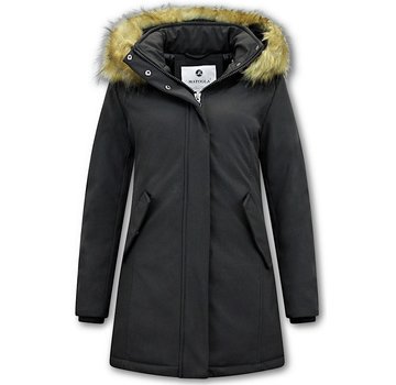 Matogla Winterjas Dames met Faux  Bontkraag - Slim Fit - Zwart