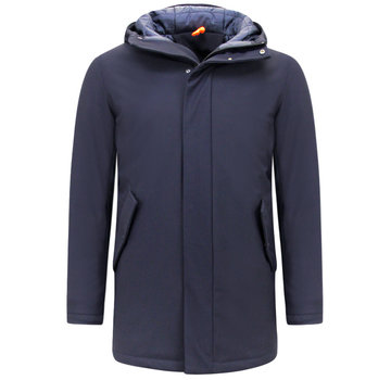 Enos Halflange Parka Heren met Capuchon - Blauw