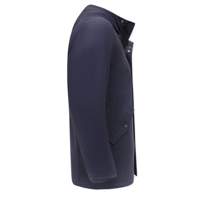 Halflange Parka Heren met Capuchon - Blauw