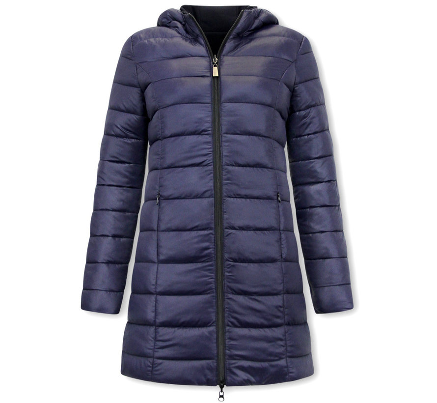 Double Face Dames Jassen Parka - Slim Fit  - Blauw