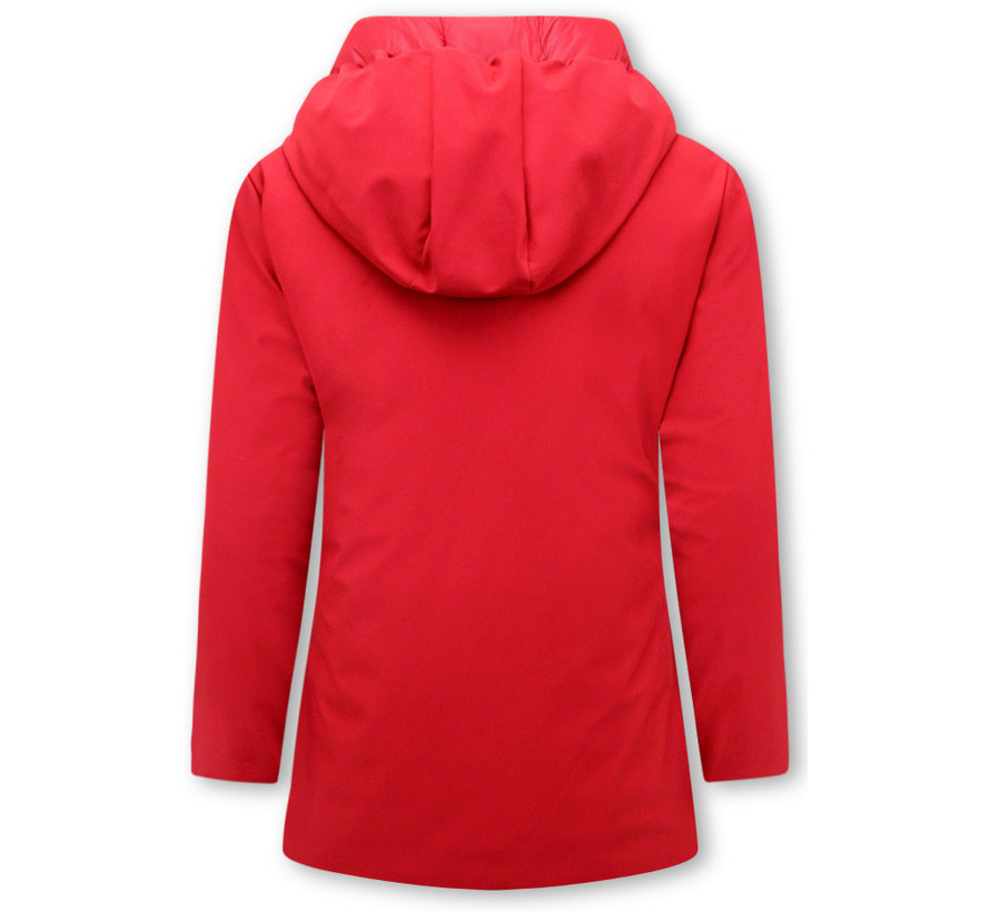 Parka Dubbelzijdige Dames Jassen - Slim Fit - Rood