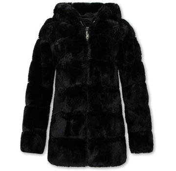 Gentile Bellini Korte Faux Fur Jas Dames met Rits en Capuchon - Zwart