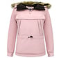 Dames Anorak Winterjas met Bontkraag – Pink