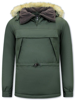 Beluomo Heren Anorak Winterjas met Capuchon – Groen