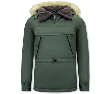 Beluomo Heren Anorak Winterjas met Capuchon – Groen