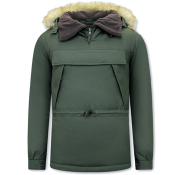 Beluomo Heren Anorak Winterjas met Capuchon – Groen