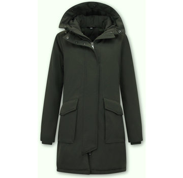 Gentile Bellini Lange Winterjas Dames Sale met Capuchon - Groen