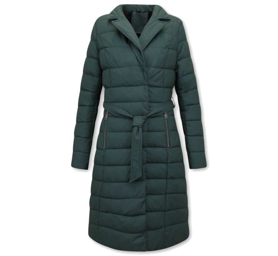 Puffer Jacket Dames Lang  - Groen