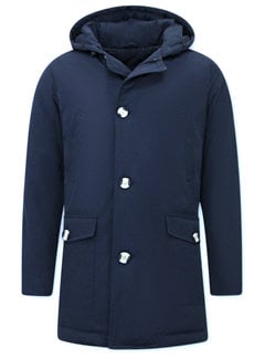 Enos Winterjas Heren Parka met Capuchon - Blauw