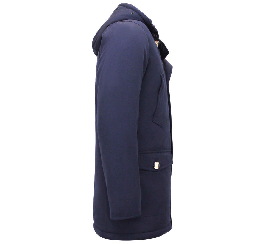 Winterjas Heren Parka met Capuchon - Blauw