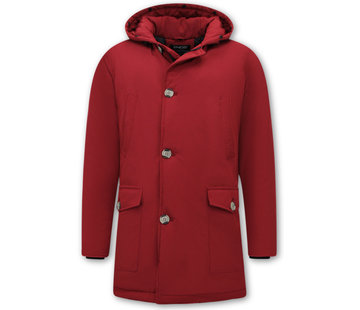 Enos Winterjas Heren Parka Gewatteerd - Rood