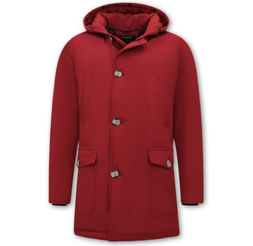 Enos Winterjas Heren Parka Gewatteerd - Rood