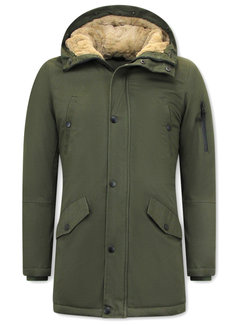 Enos Heren Winterjas Parka met Capuchon - Groen