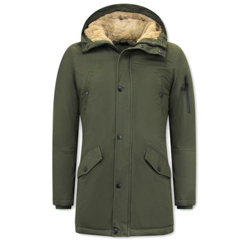 Enos Heren Winterjas Parka met Capuchon - Groen