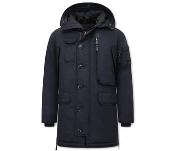 Just Key Lange Parka Heren met Capuchon - Blauw