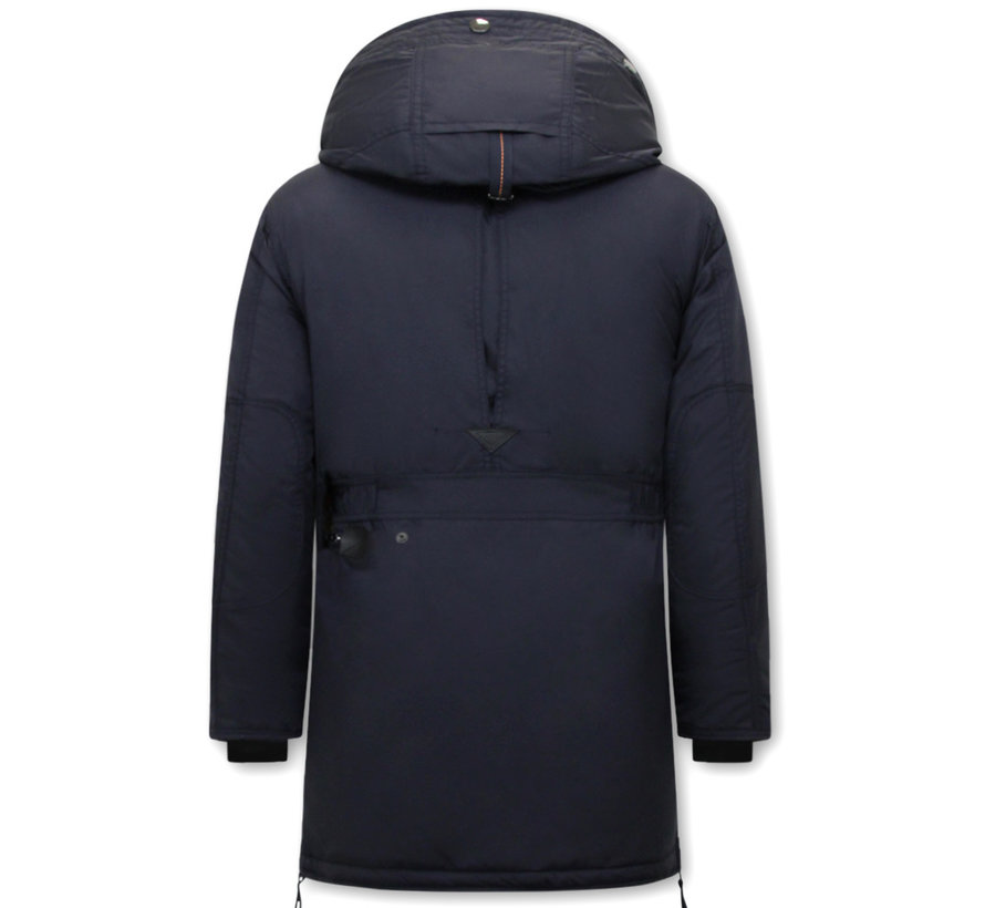 Lange Parka Heren met Capuchon - Blauw