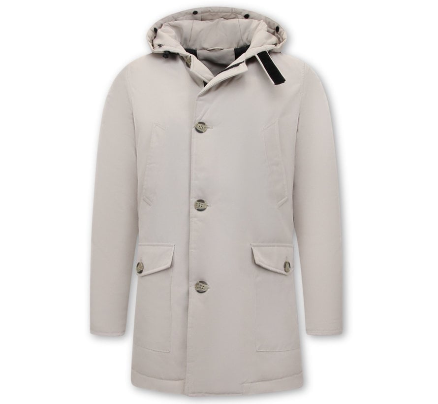 Gewatteerde Parka met Capuchon - Beige