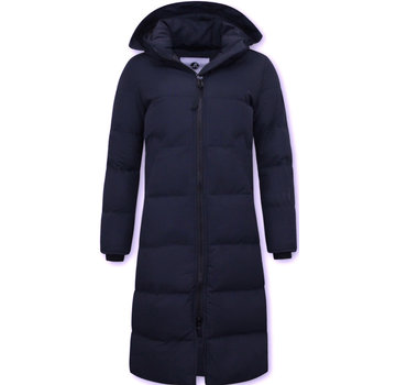 Matogla Dames Puffer Jacket Lang Getailleerd - Blauw