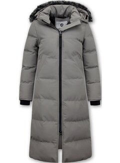 Matogla Lange Dames Puffer Jackets met Capuchon - Grijs