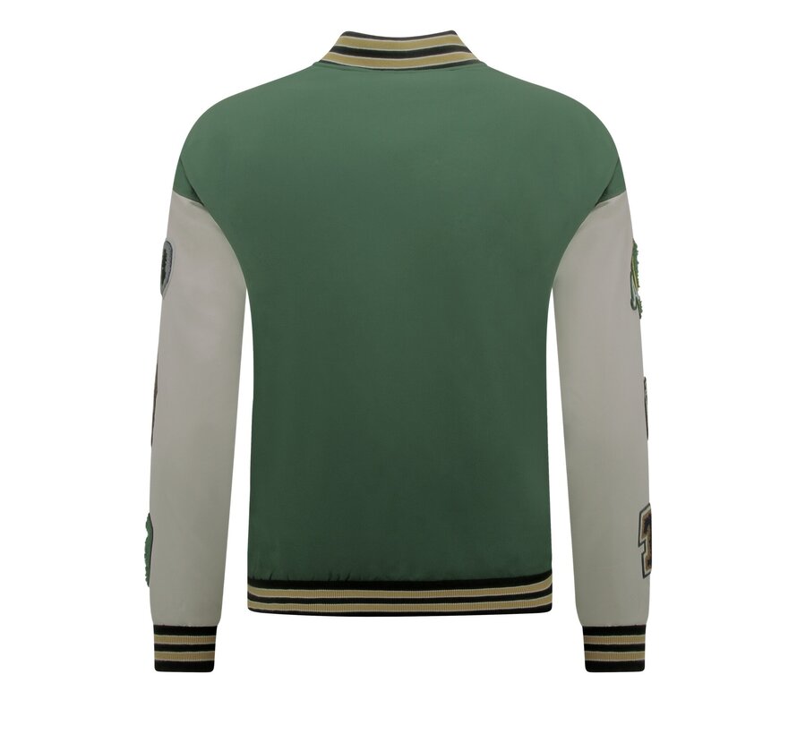 Mannen Oversized Letterman Jas - 8633 - Groen