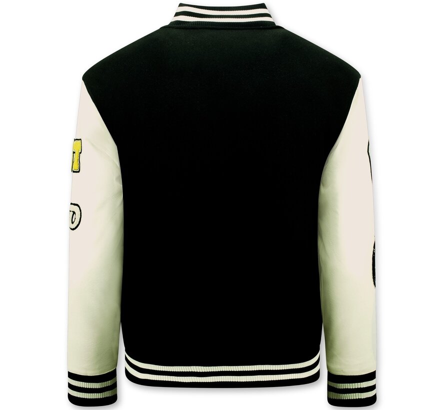 Vintage Varsity Baseball Jacket Oversized Mannen - 7086 - Zwart