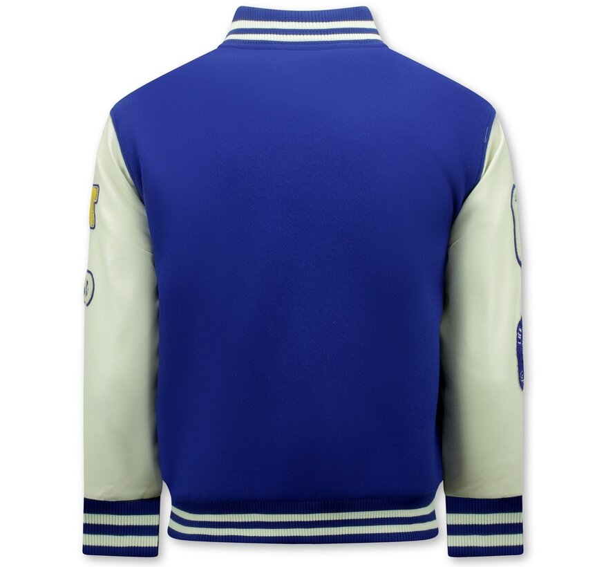 Vintage Oversized American Baseball Jacket Mannen - 7086 - Blauw