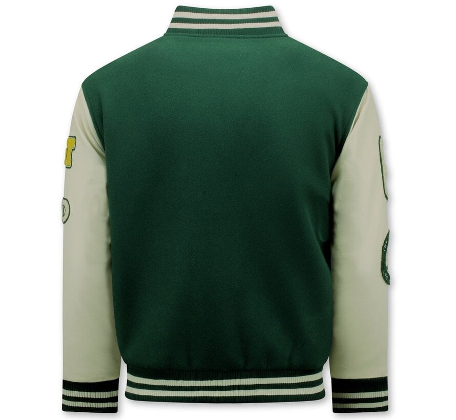 Vintage Oversized Varsity Jacket Mannen - 7086 - Groen